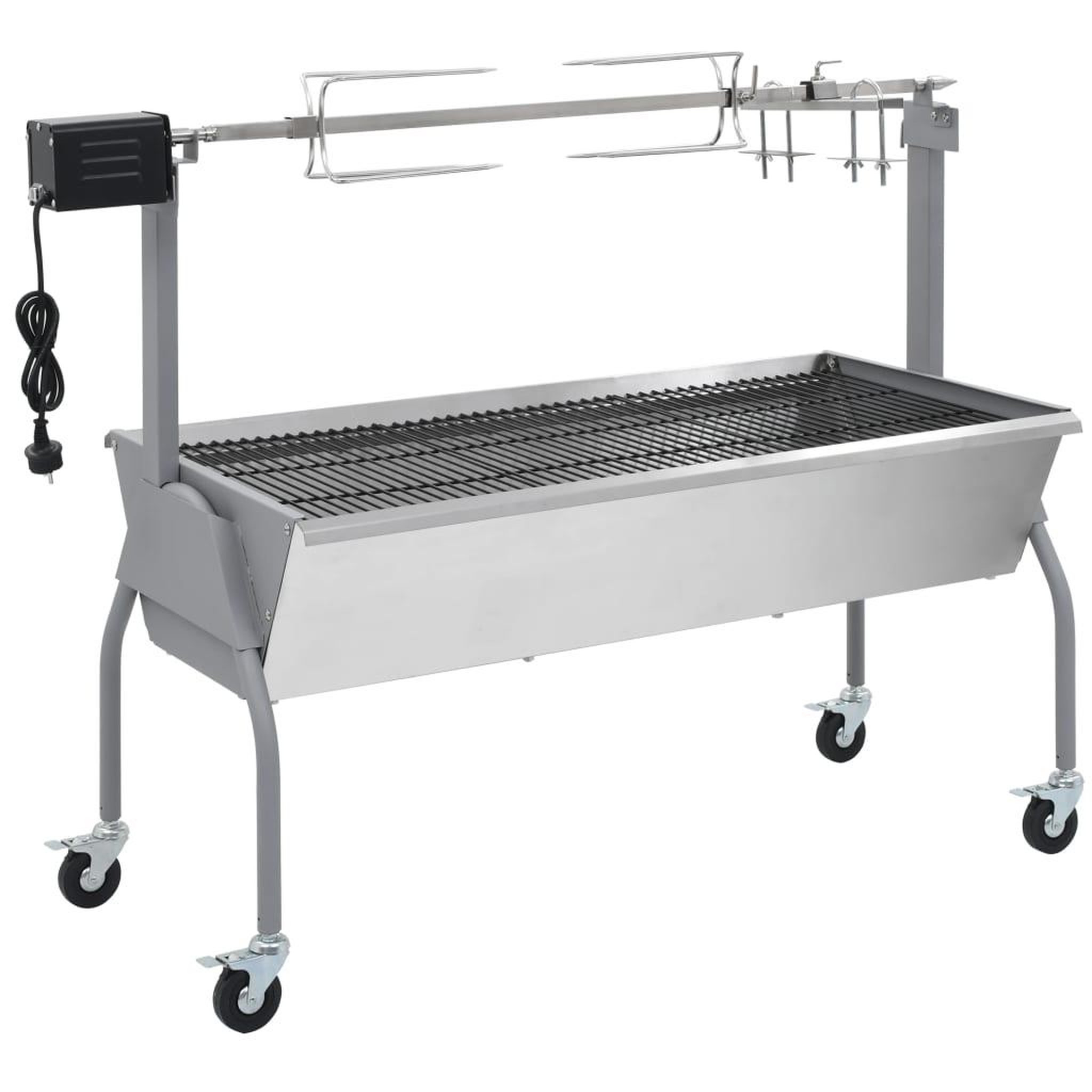 VIDAXL Rotissoire pour barbecue electrique Acier inoxydable