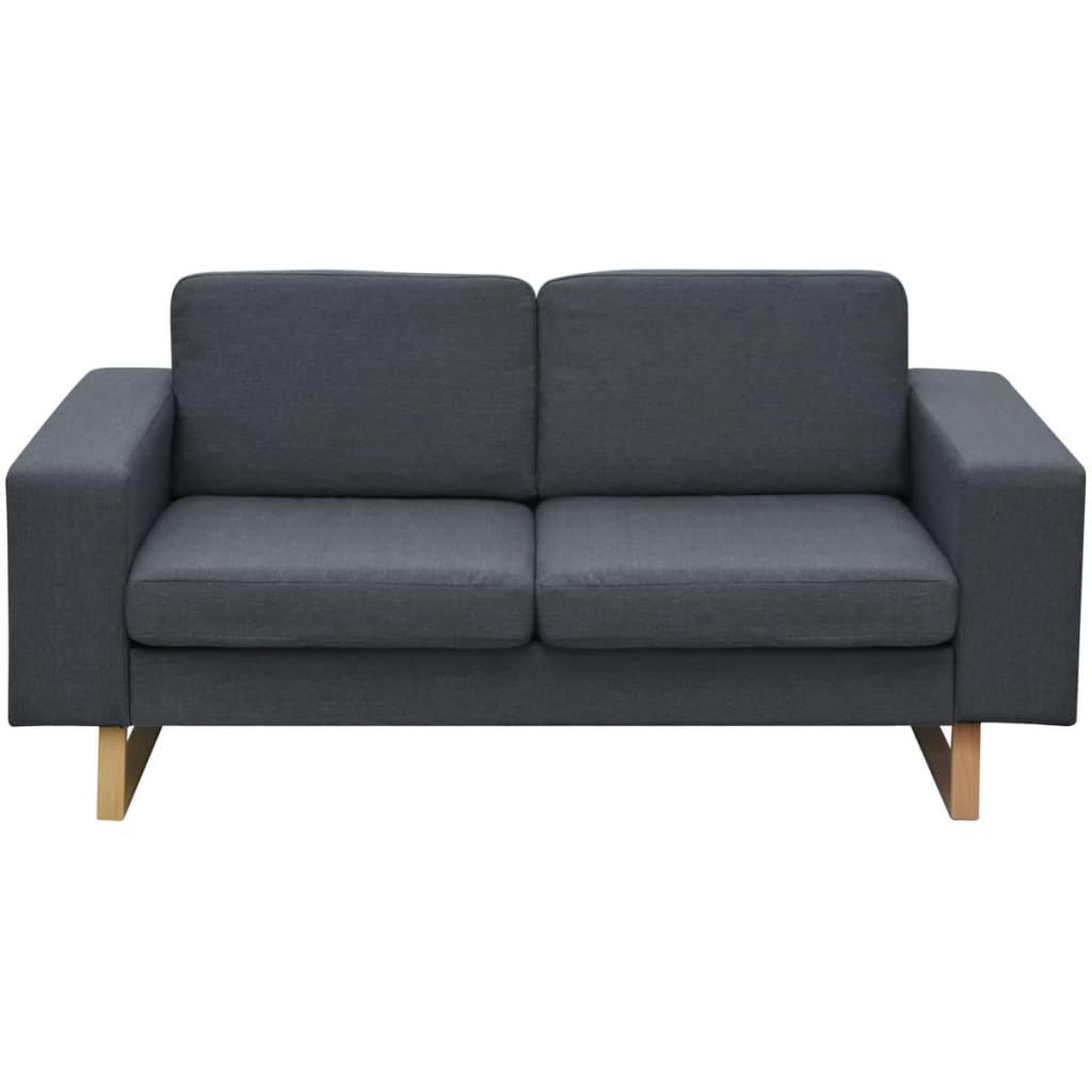 Voir la diapositive 2 : VIDAXL Canape a 2 places Tissu Gris fonce