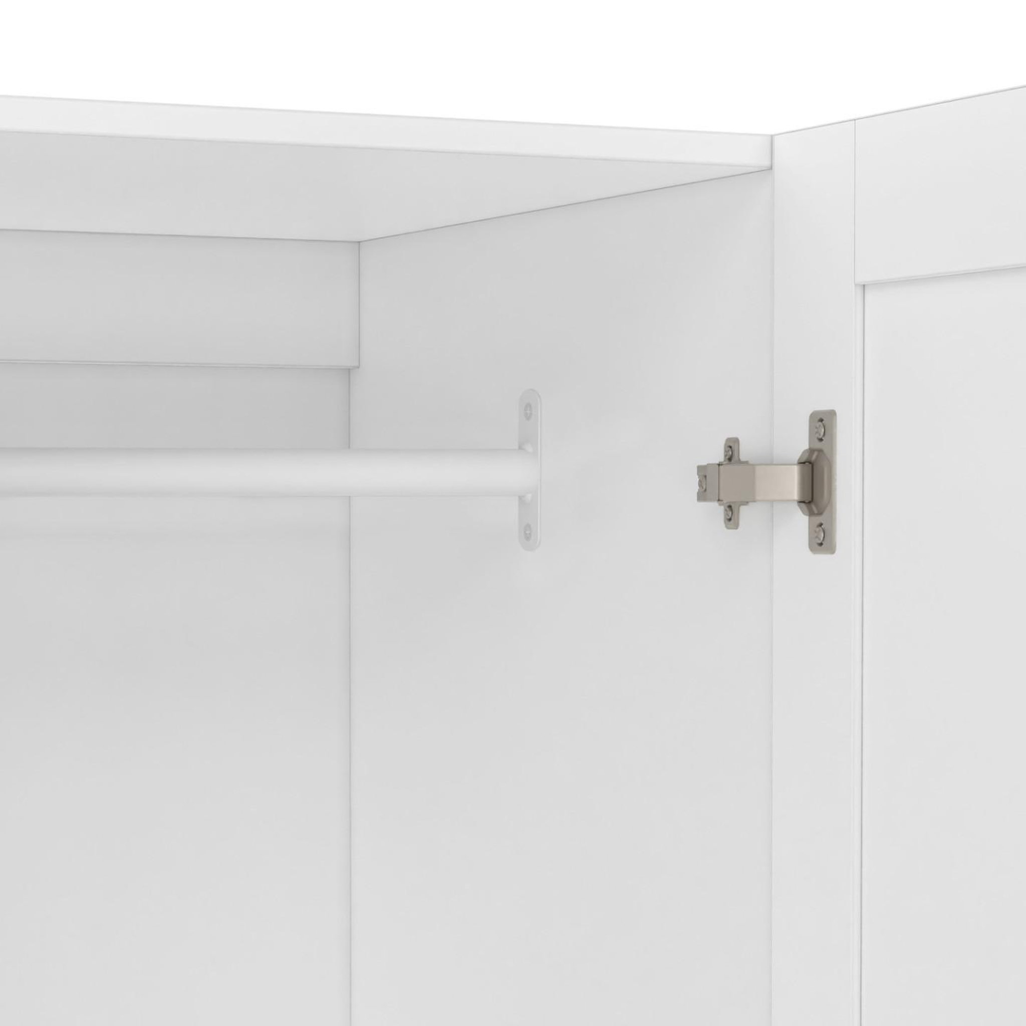 Voir la diapositive 6 : ID MARKET Armoire 4 portes vito blanc penderie 160 cm avec 2 tiroirs et étagères