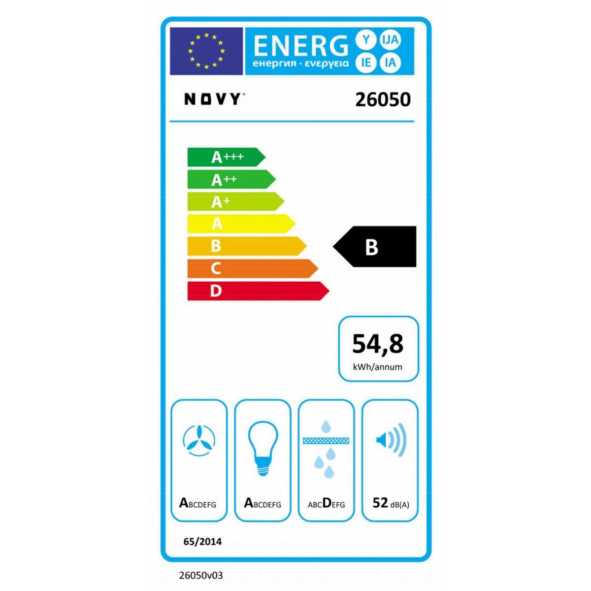 Novy Hotte encastrable CRYSTAL 26050  60cm verre blanc