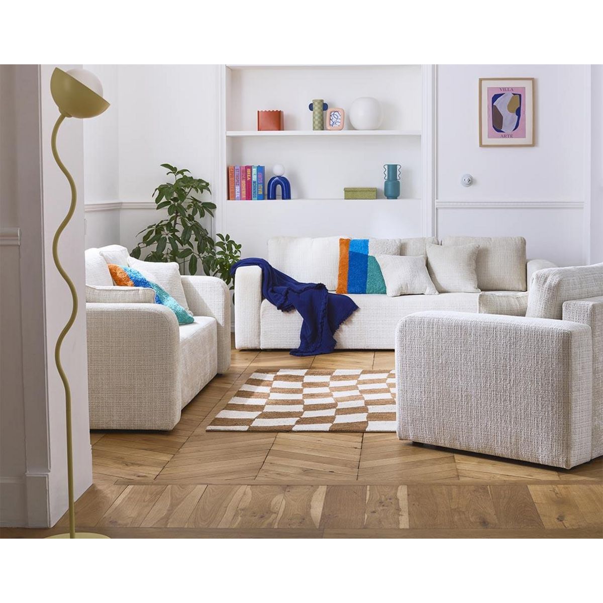 BEST MOBILIER Miro - canapé droit 3 places - convertible avec coffre - en velours texturé