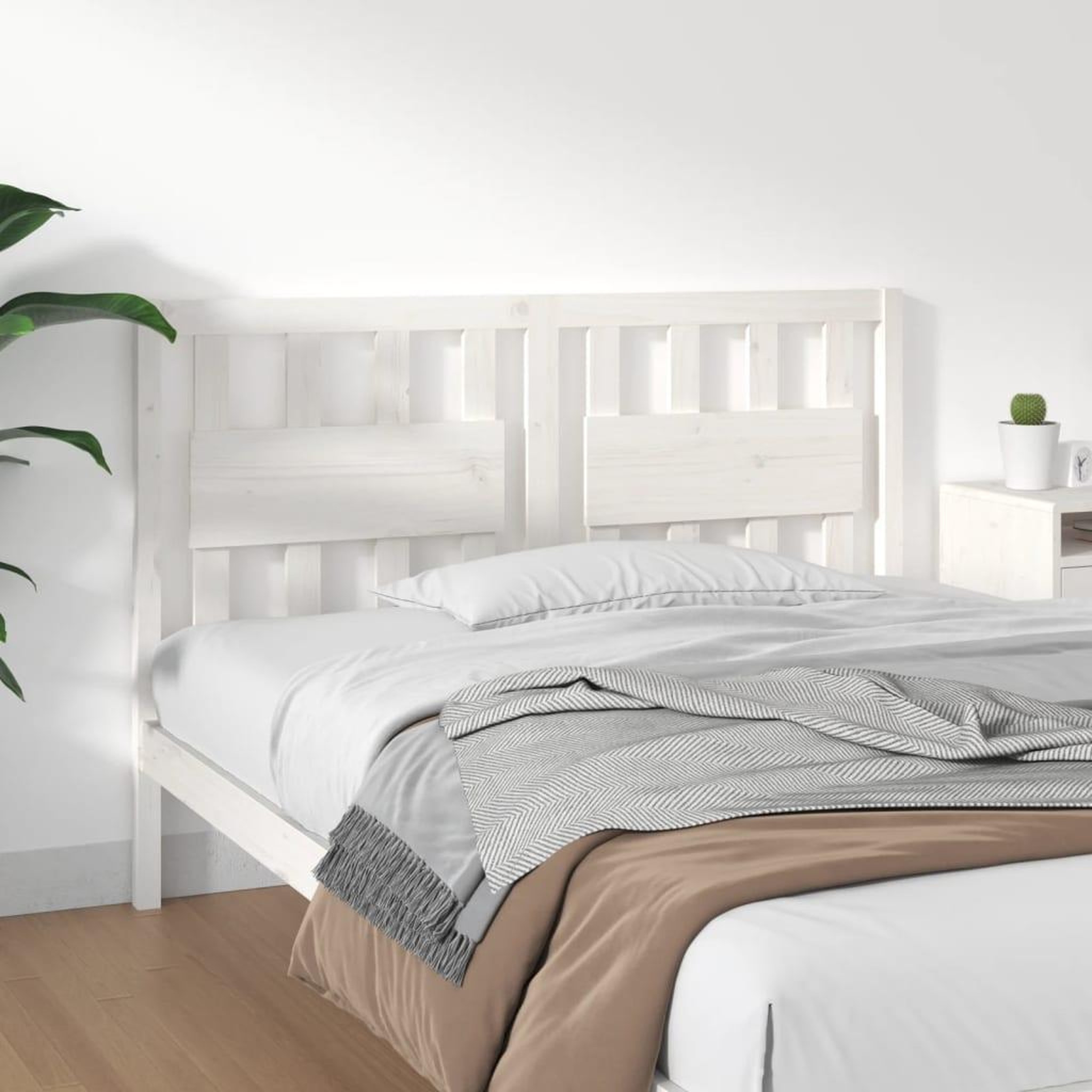 Voir la diapositive 1 : VIDAXL Tete de lit Blanc 145,5x4x100 cm Bois massif de pin