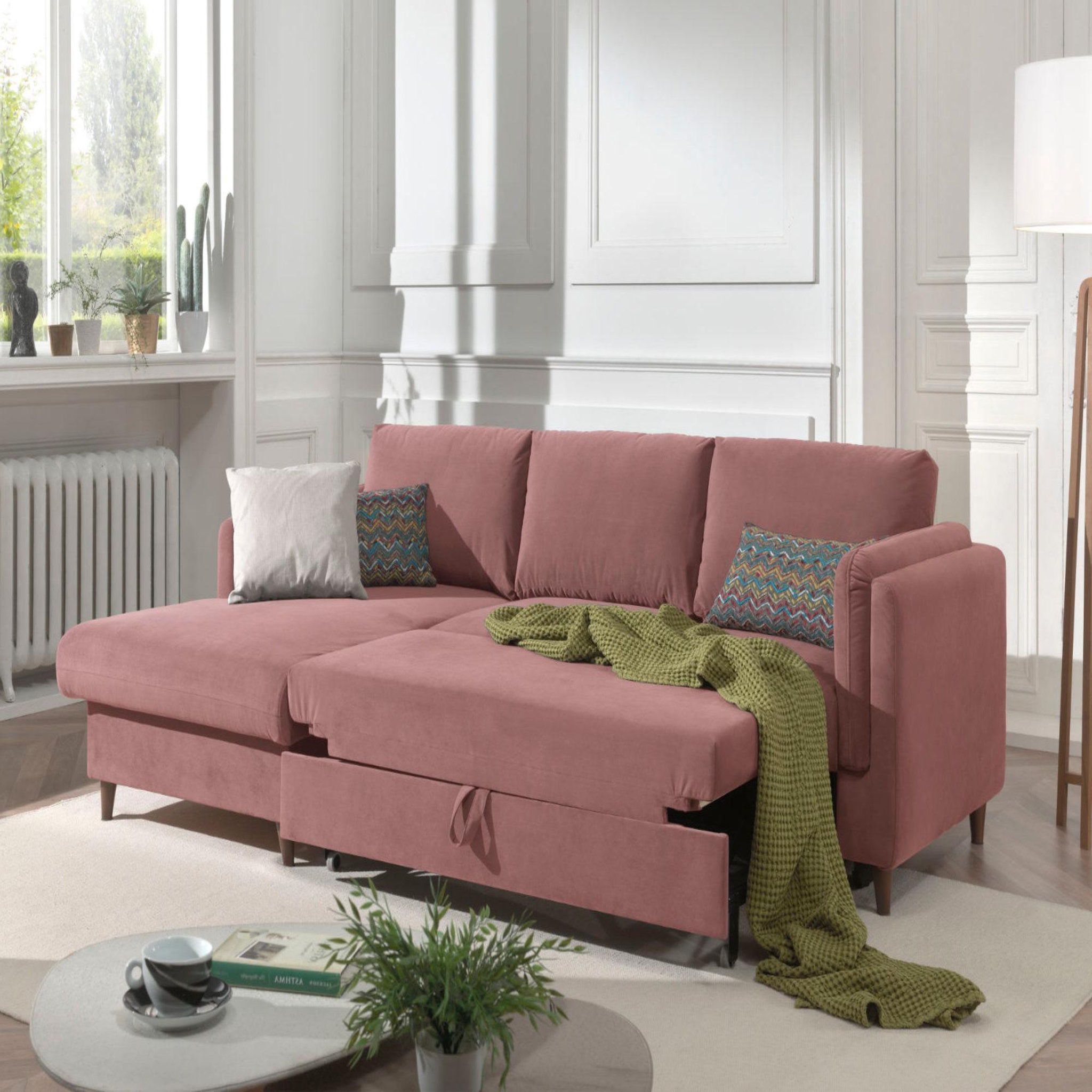 Voir la diapositive 3 : BEST MOBILIER Brooke - canapé d'angle gauche - convertible avec coffre - 4 places - en velours