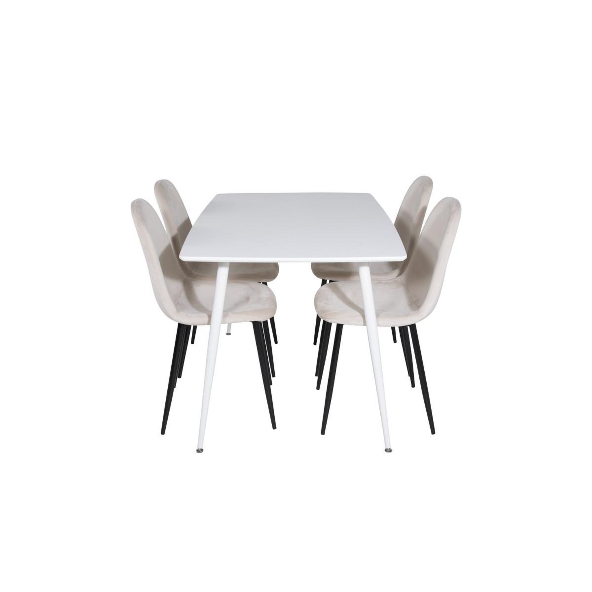 Voir la diapositive 2 : Paris Prix Ensemble table à manger & 4 chaises  polar  120cm blanc & beige