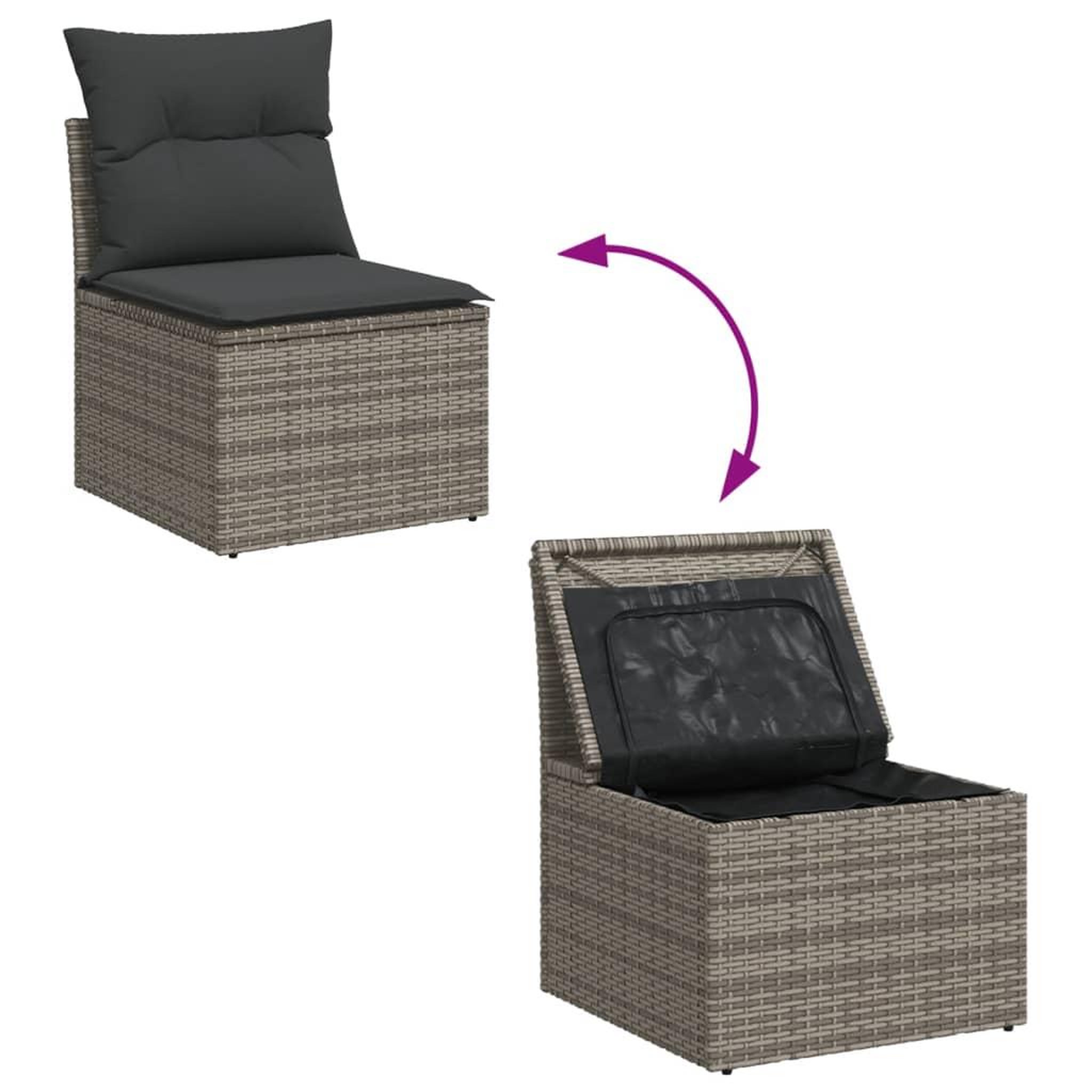 Voir la diapositive 4 : VIDAXL Salon de jardin 11 pcs avec coussins gris resine tressee