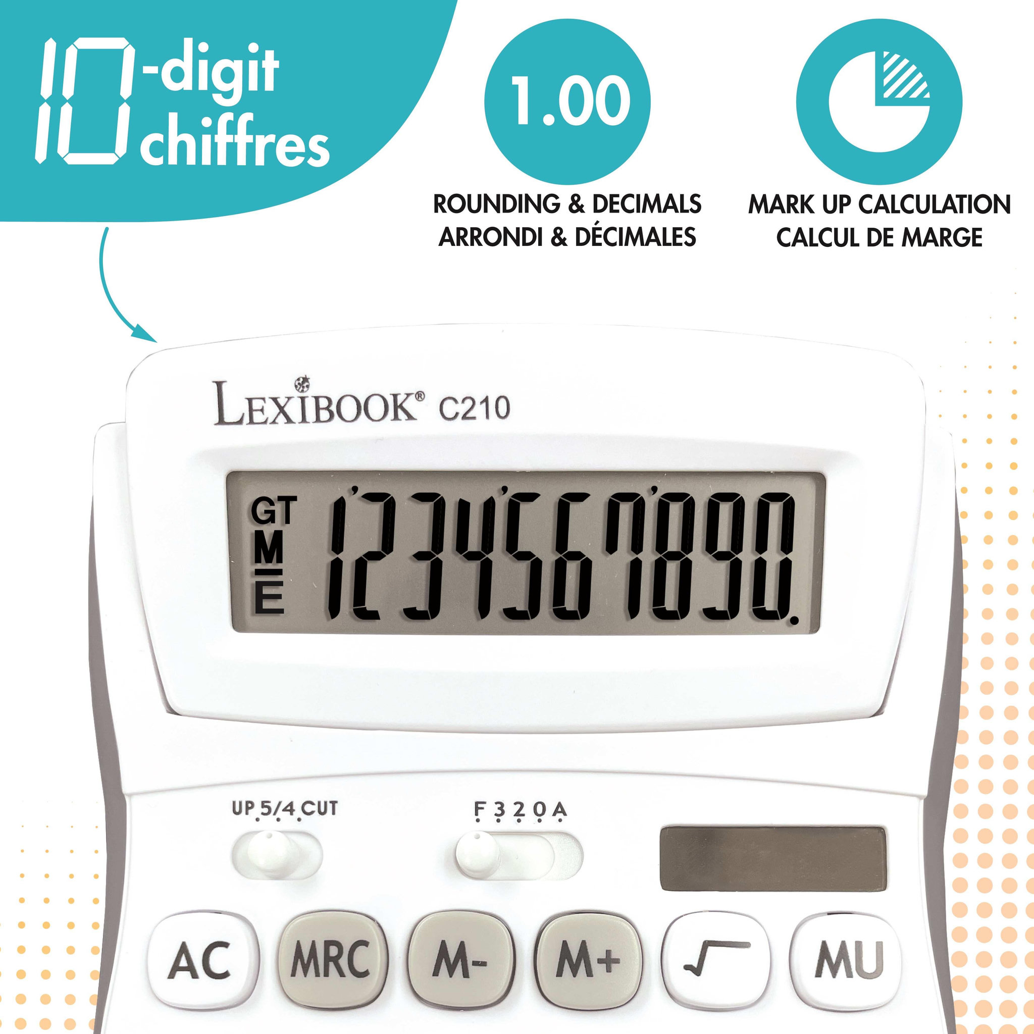 Voir la diapositive 5 : Lexibook Calculatrice de Bureau 10 Chiffres avec Écran à Angle Ajustable