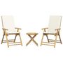 Voir la diapositive 4 : VIDAXL Ensemble de bistro pliante 3 pcs et coussins blanc creme bambou