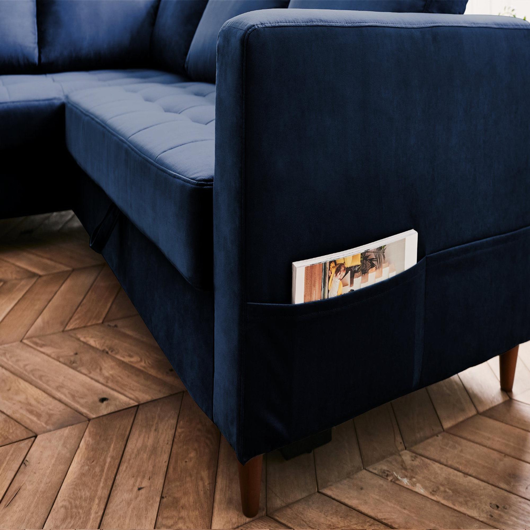 Voir la diapositive 4 : LISA DESIGN Anna - canapé d'angle gauche - 5 places - convertible - en velours