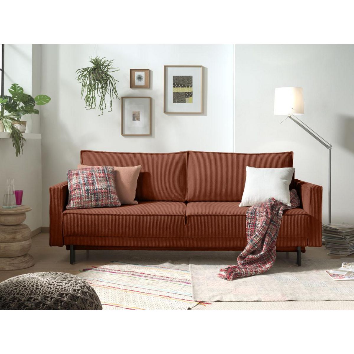 LISA DESIGN Charlie - canapé 3 places convertible avec coffre - en velours côtelé