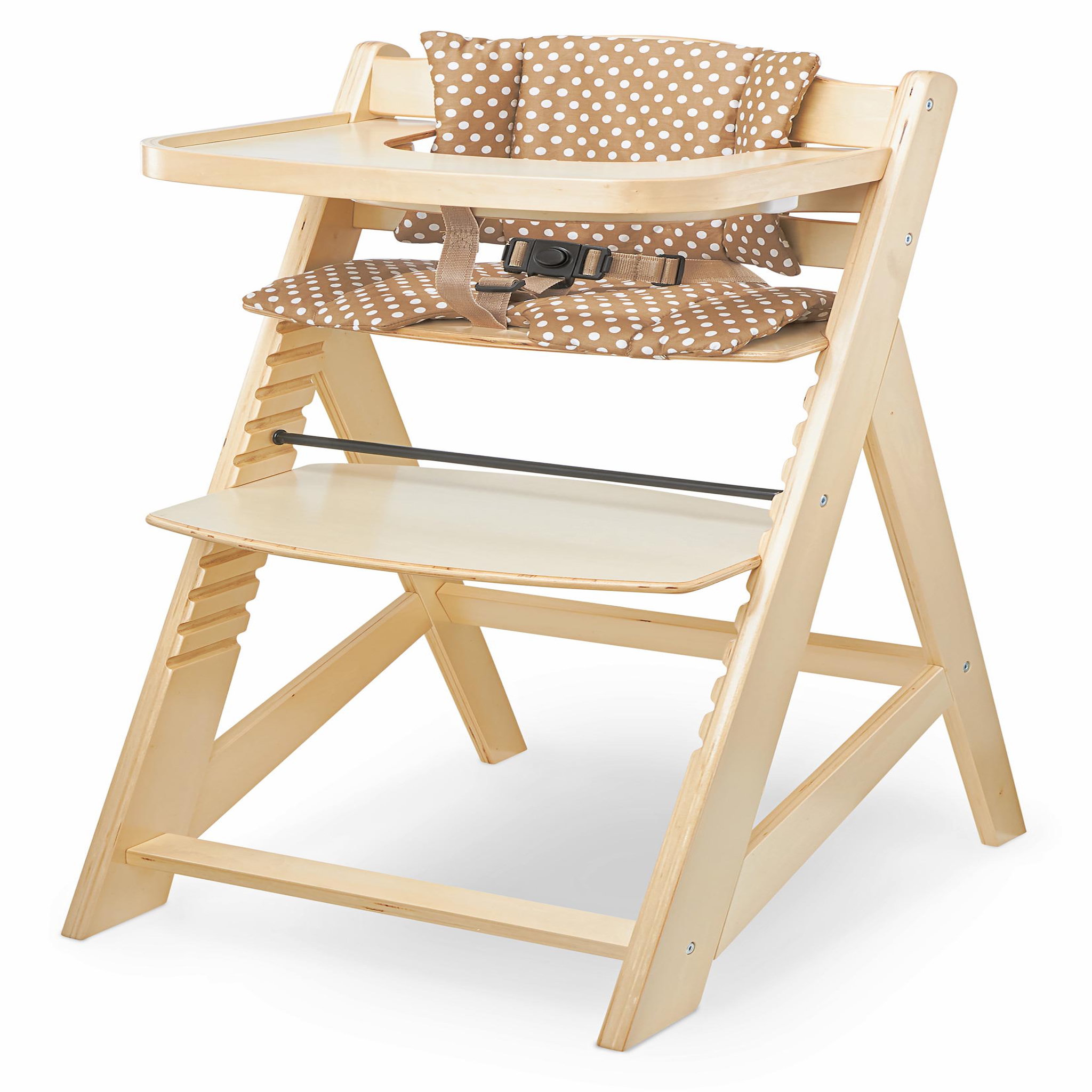 MOBY SYSTEM Chaise haute bébé +6 mois évolutive, 12 réglages du siège, table amovible, coussins ceinture 3 points. Coloris disponibles : Marron, Gris