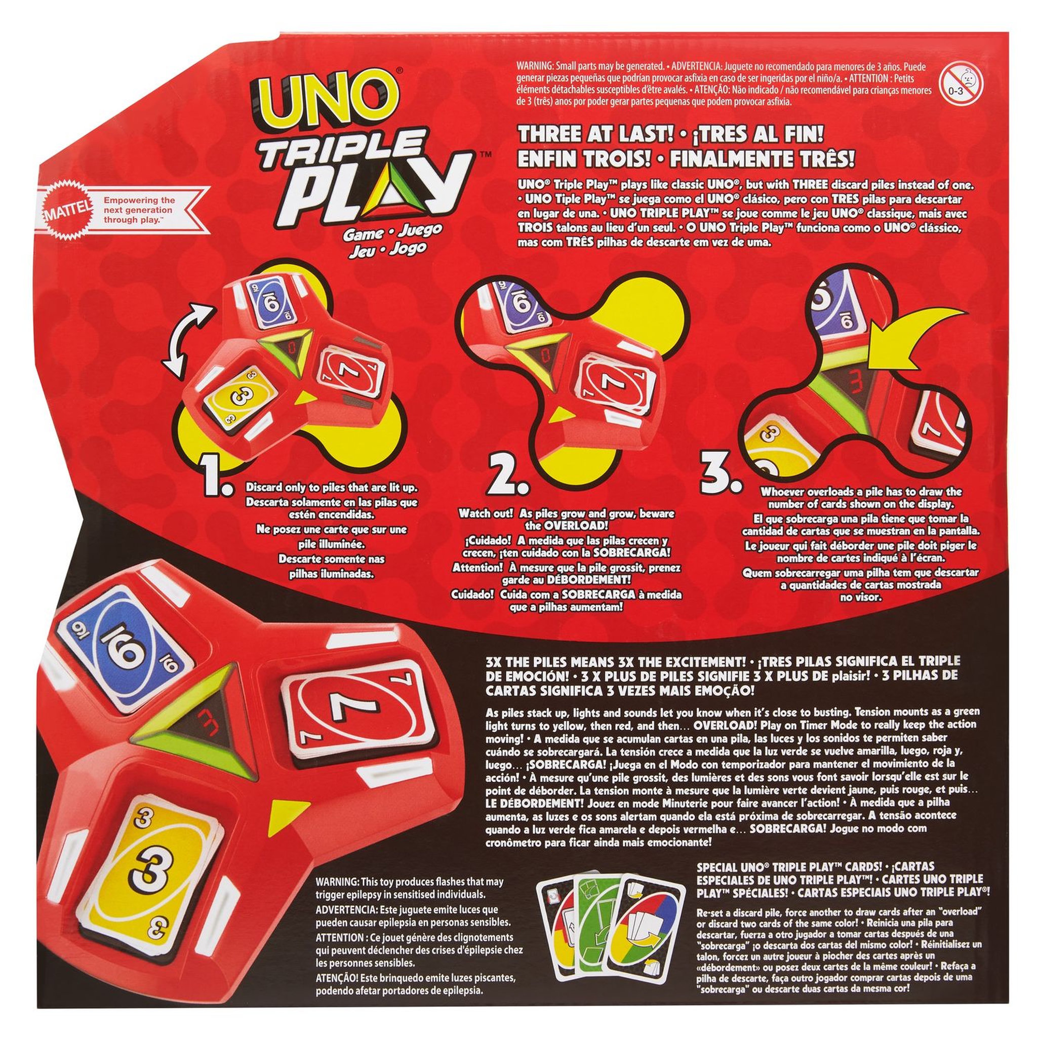 Voir la diapositive 3 : MATTEL MATTEL GAMES UNO Triple Play sonore et lumineux