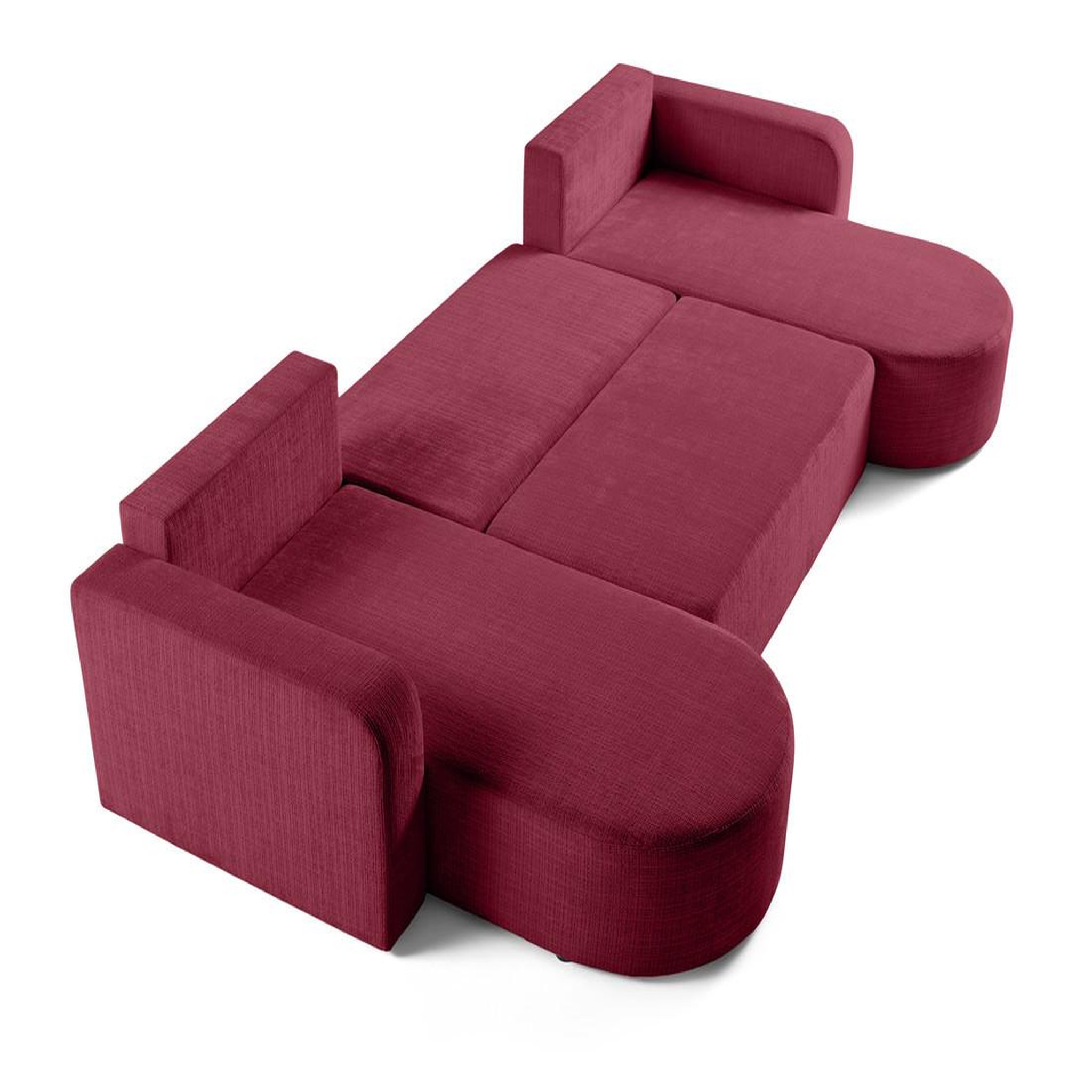 Voir la diapositive 3 : BEST MOBILIER Miro - canapé panoramique en u 7 places - convertible avec coffre - en velours texturé