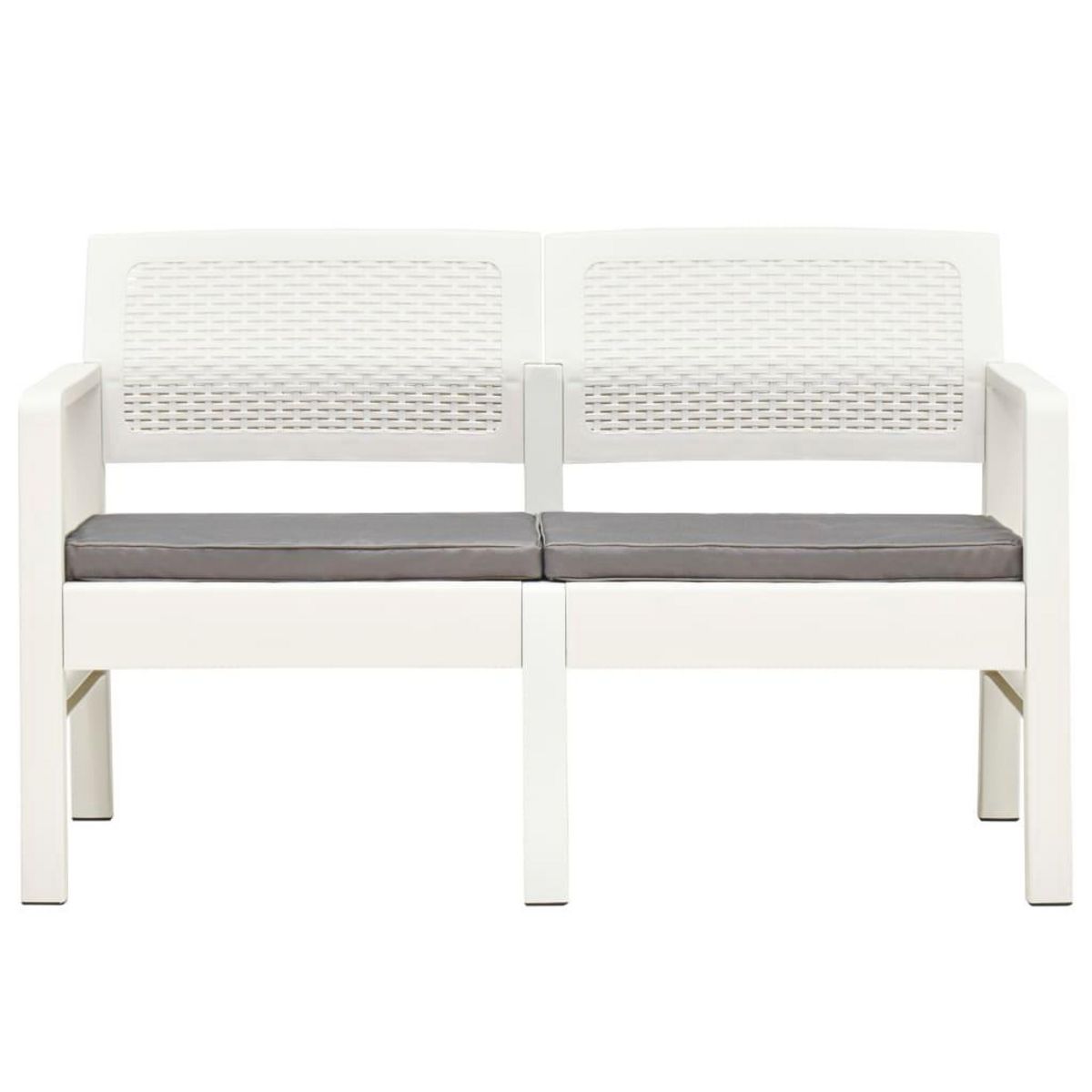 VIDAXL Banc de jardin a 2 places et coussins 120 cm Plastique Blanc