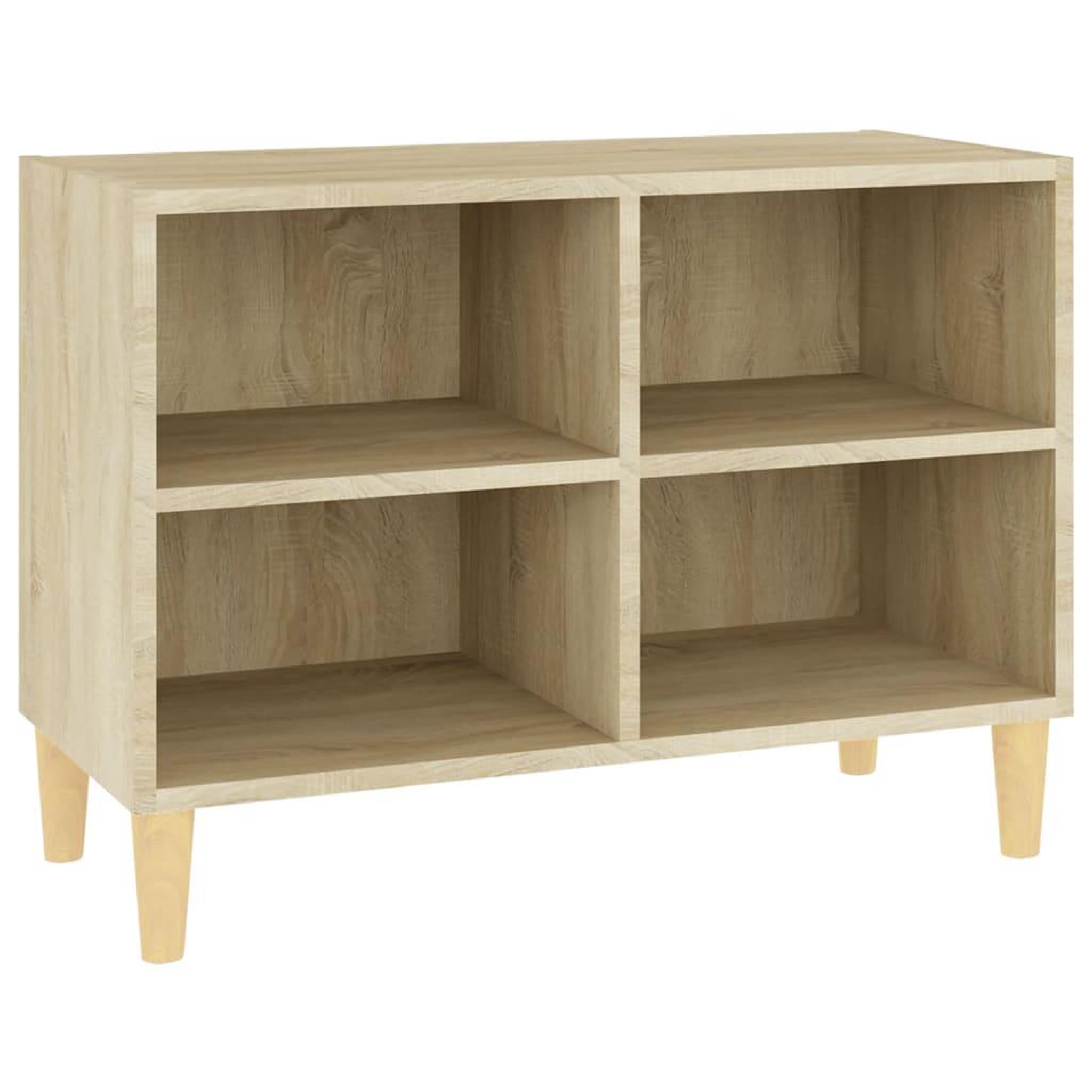 Voir la diapositive 2 : VIDAXL Meuble TV avec pieds en bois massif Chene sonoma 69,5x30x50 cm