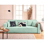 BEST MOBILIER Topaze - canapé droit 3 places convertible avec coffre en velours texturé. Coloris disponibles : Bleu, Beige, Orange, Gris, Noir, Rose, Bicolore