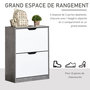 Voir la diapositive 4 : HOMCOM Armoire à chaussures meuble à chaussures dim. 62L x 26l x 81H cm 2 portes abattantes blanc effet béton ciré