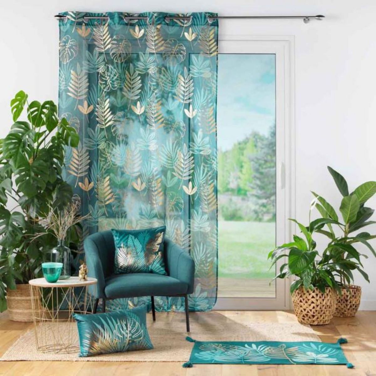 Paris Prix Rideau Voilage à Œillets  Ornella  140x240cm Émeraude