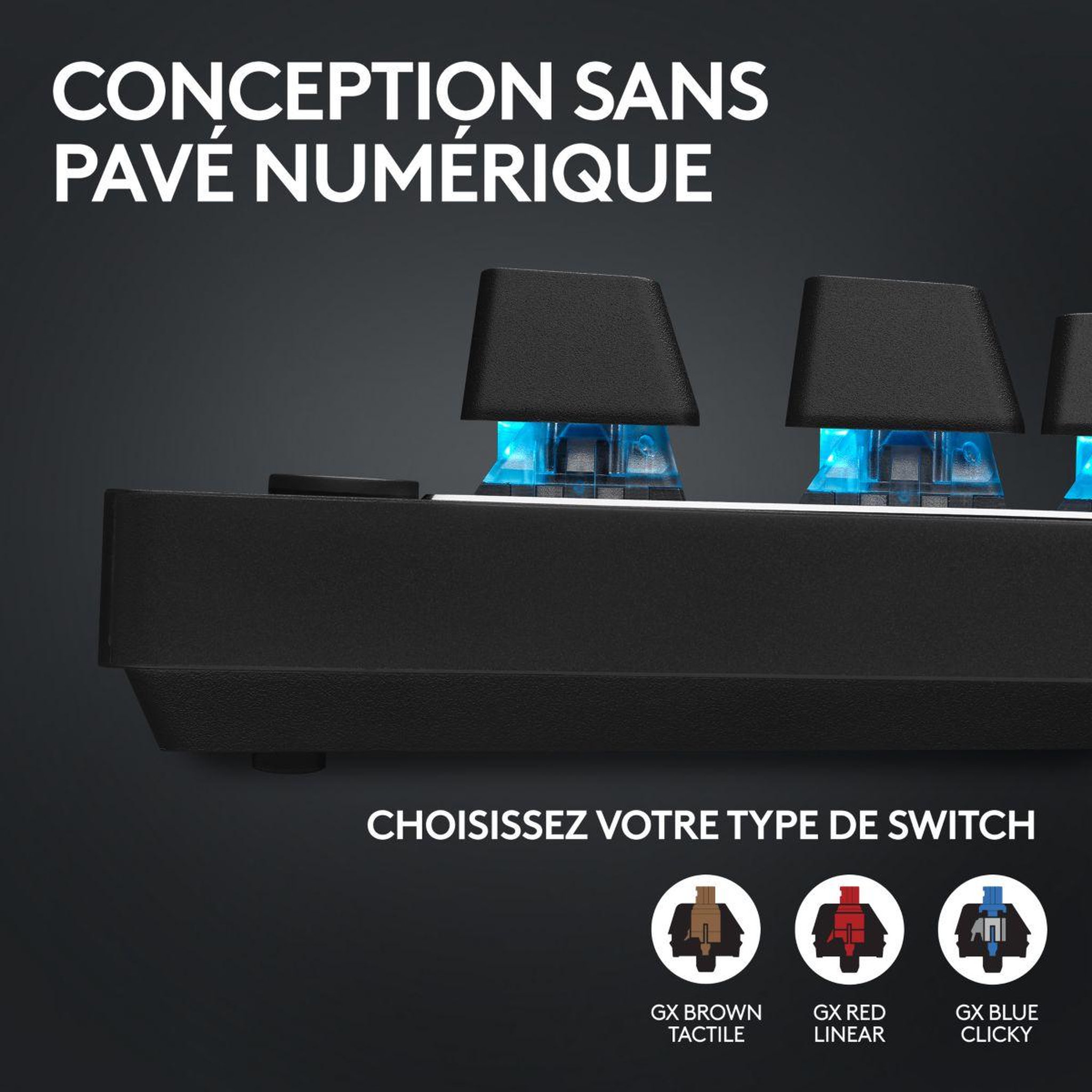 Voir la diapositive 4 : Logitech Clavier gamer sans fil Pro X LIGHTSPEED  TKL Tactile Noir