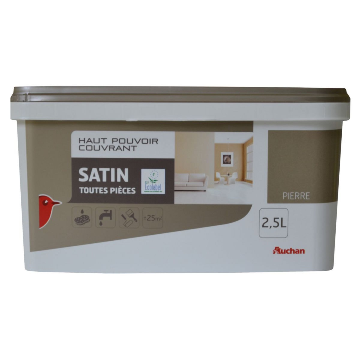 AUCHAN Peinture murale satin couleur pierre  