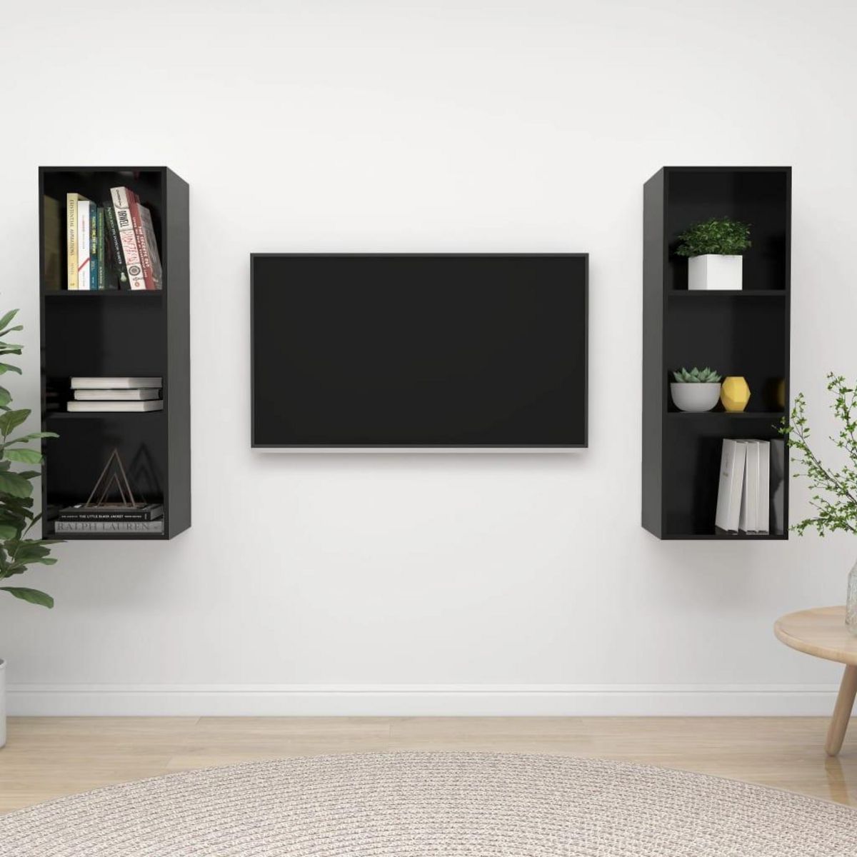 VIDAXL Meubles TV muraux 2 pcs Noir brillant Bois d'ingenierie