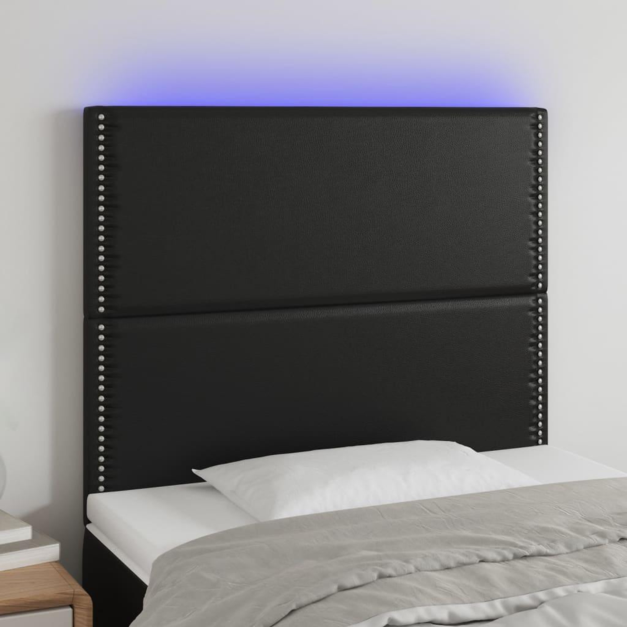 Voir la diapositive 1 : VIDAXL Tete de lit a LED Noir 90x5x118/128 cm Similicuir