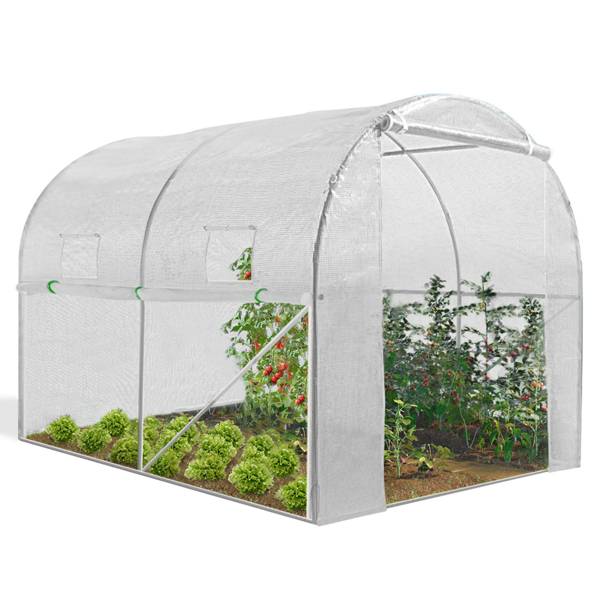 ID MARKET Serre tunnel de jardin 4 saisons 6M² blanche gamme maraîchère ROMA 2x3M