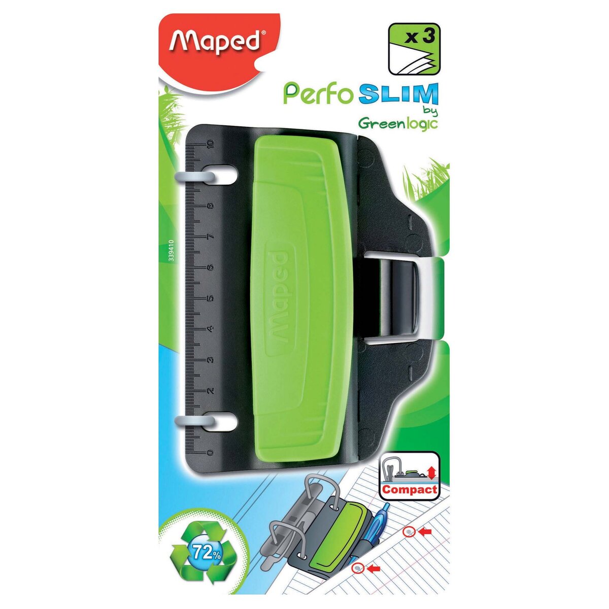 MAPED  Perforatrice 2 trous extra plate Greenlogic vert et noir