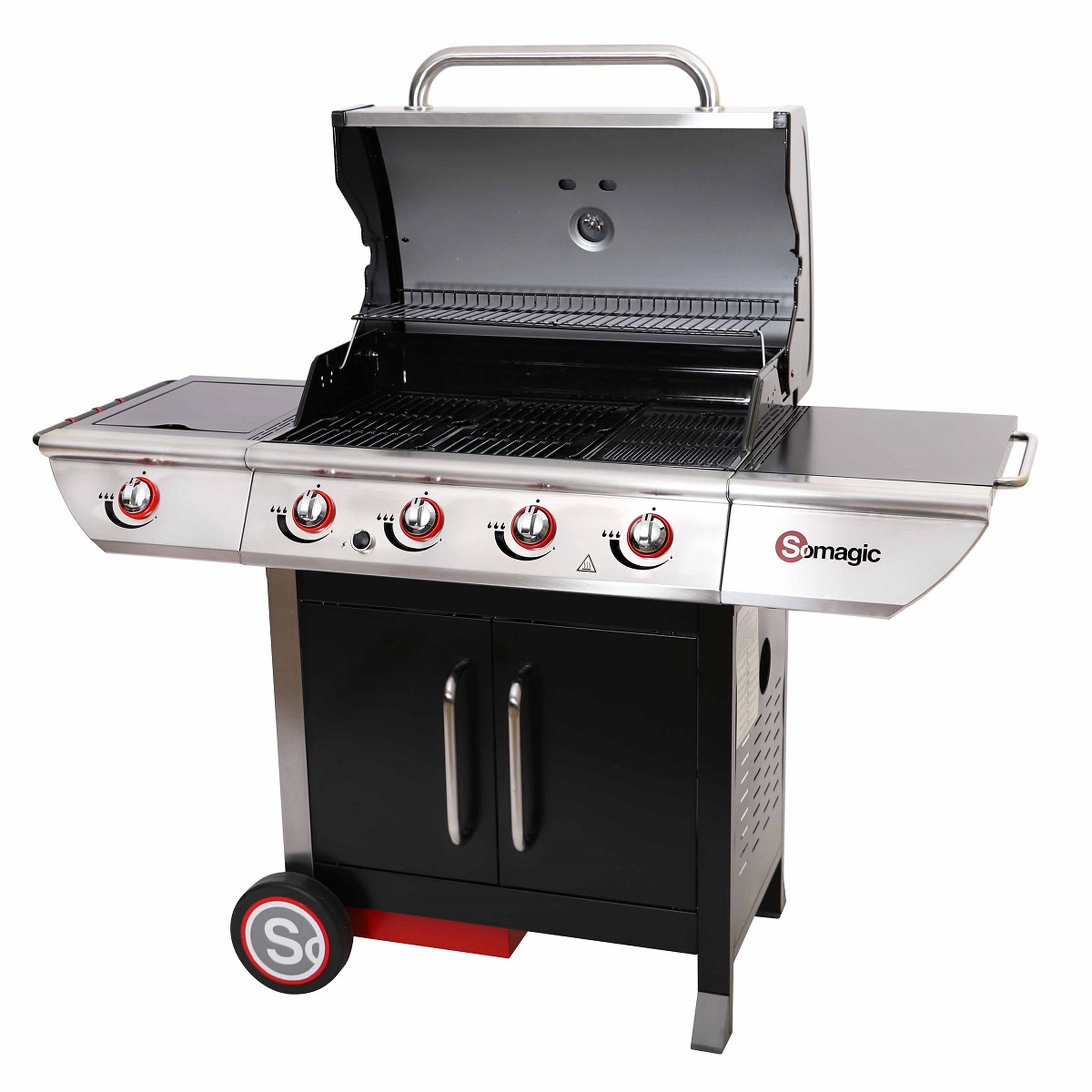 Voir la diapositive 1 : Somagic Barbecue à gaz en acier 4 brûleurs + 1 latéral MANHATTAN