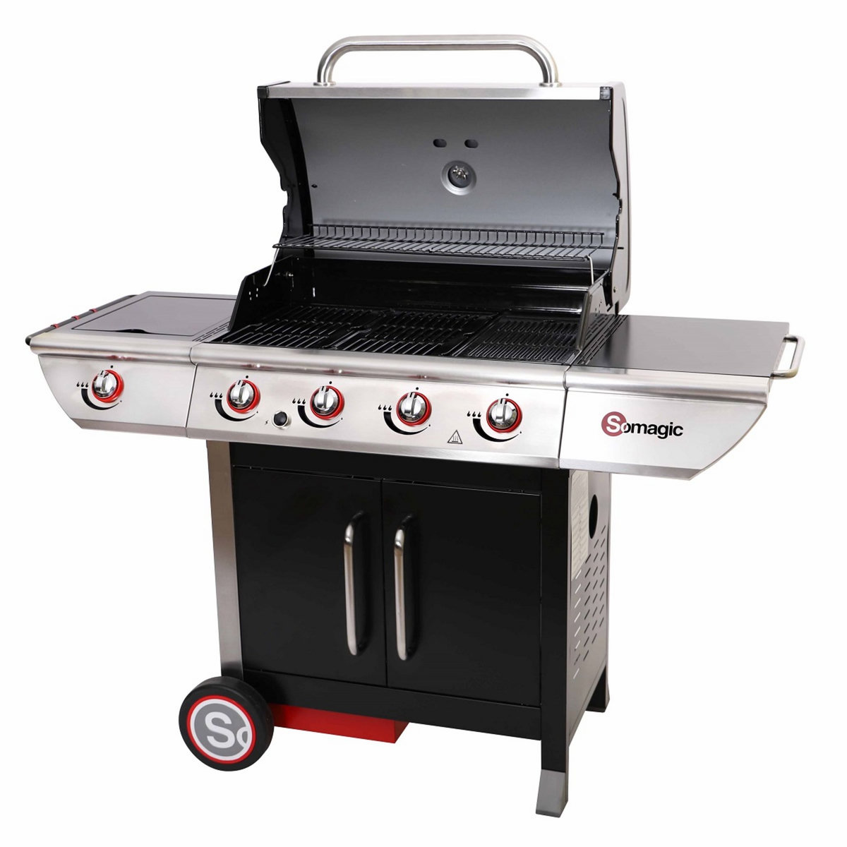 Somagic Barbecue à gaz en acier 4 brûleurs + 1 latéral MANHATTAN