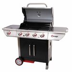 Somagic Barbecue à gaz en acier 4 brûleurs + 1 latéral MANHATTAN