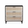 Voir la diapositive 4 : SWEEEK Commode noire et cannage 80 x 40 x 80cm - Bianca - 3 tiroirs