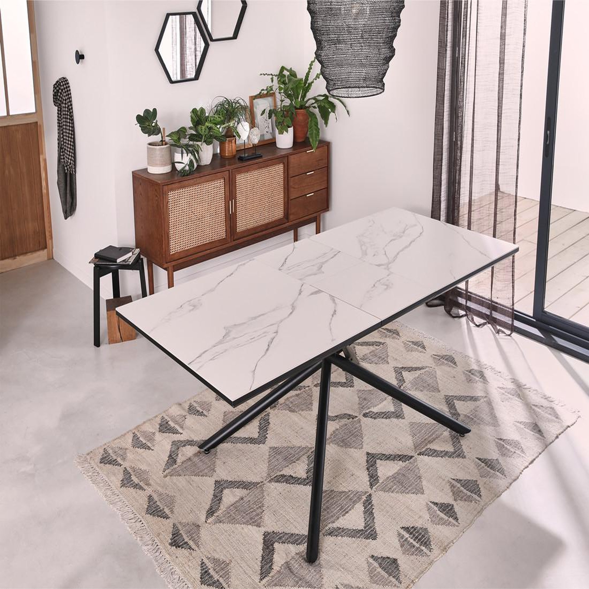 Voir la diapositive 6 : BEST MOBILIER Sullana - table à manger extensible - effet marbre - 4 à 6 personnes