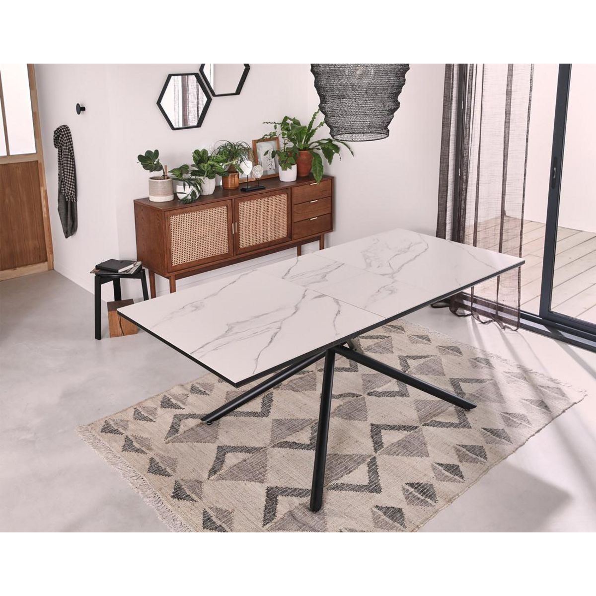 BEST MOBILIER Sullana - table à manger extensible - effet marbre - 4 à 6 personnes