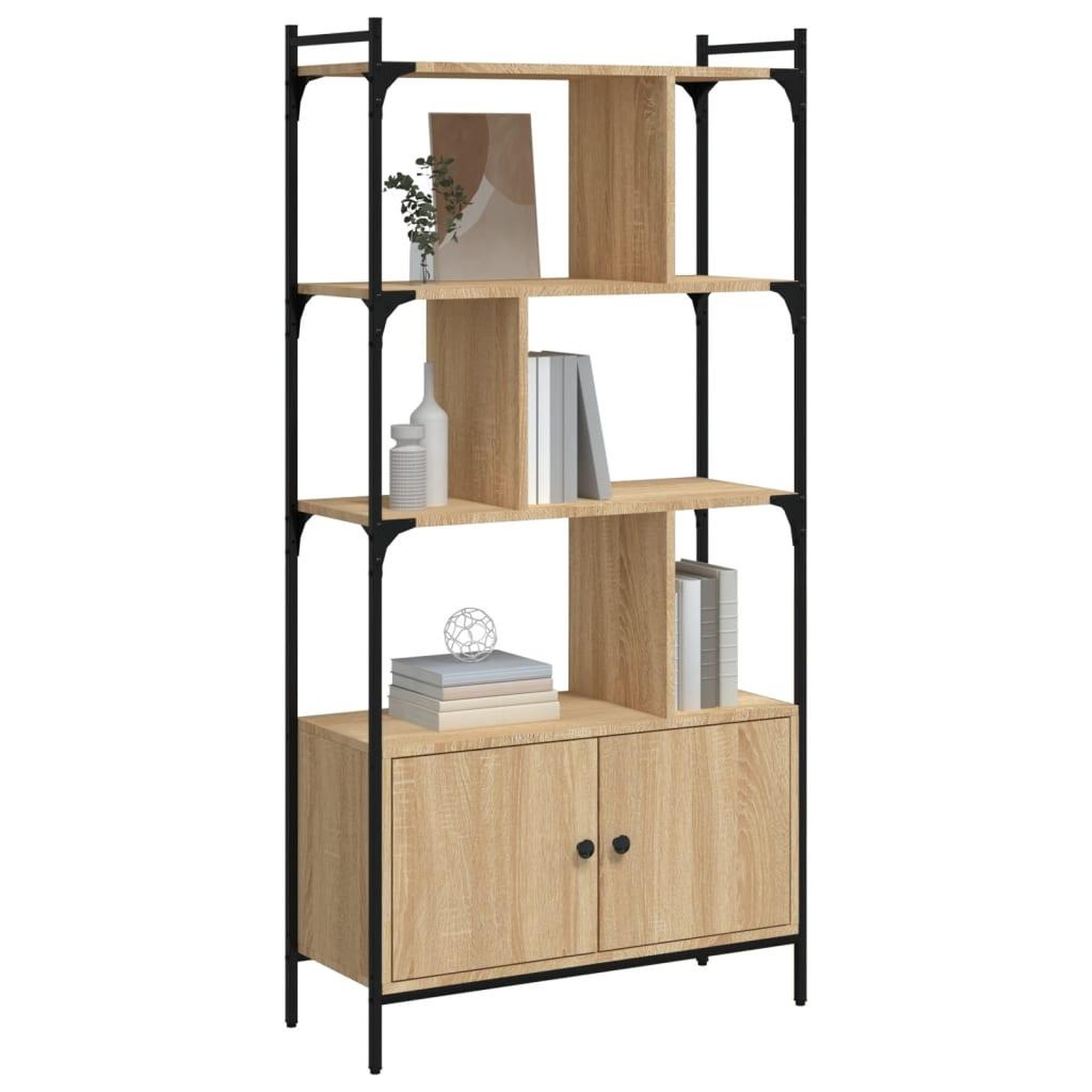 Voir la diapositive 3 : VIDAXL Bibliotheque avec portes chene sonoma 76,5x30x154,5 cm