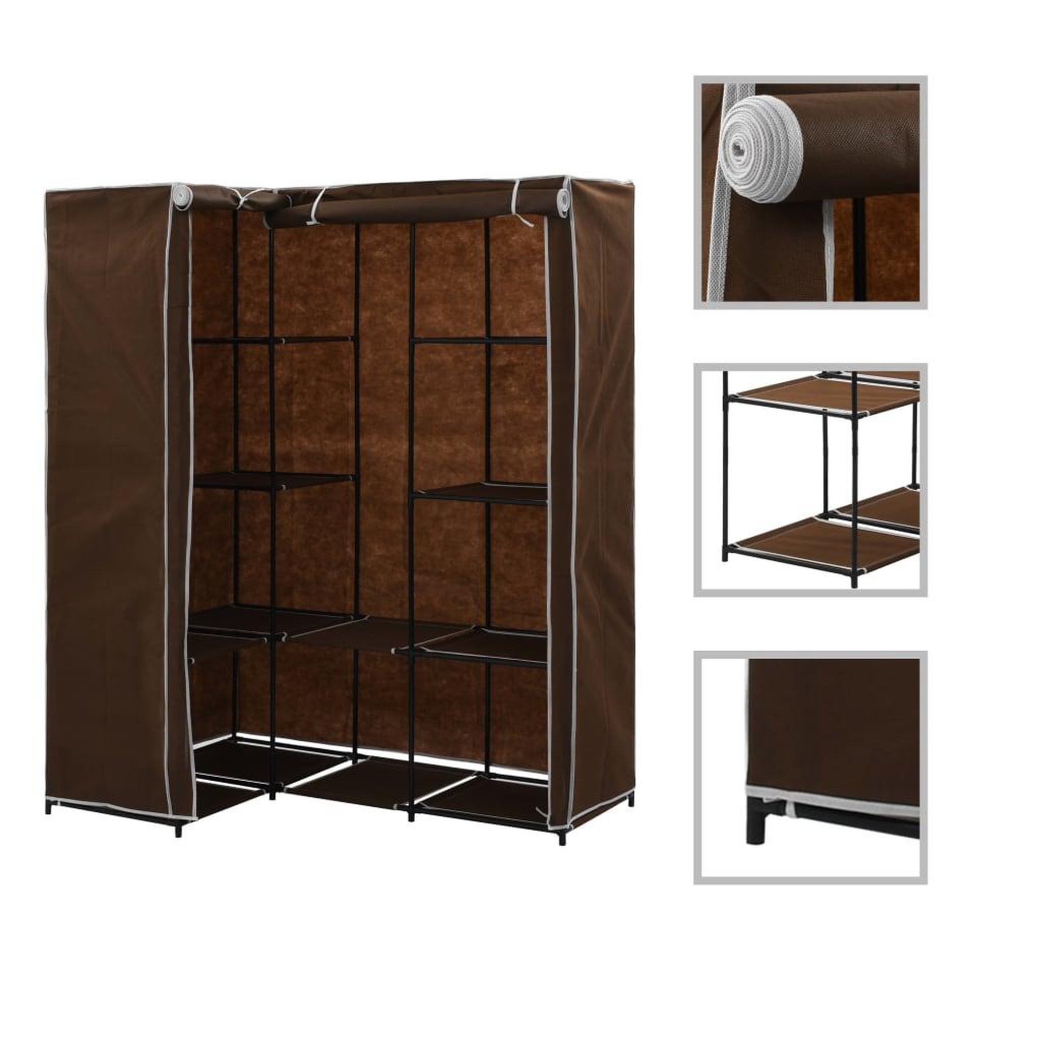 Voir la diapositive 1 : VIDAXL Garde-robe d'angle Marron 130x87x169 cm
