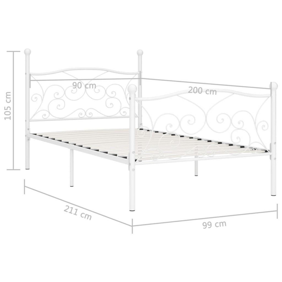 VIDAXL Cadre de lit sans matelas avec sommier a lattes metal 90x200 cm