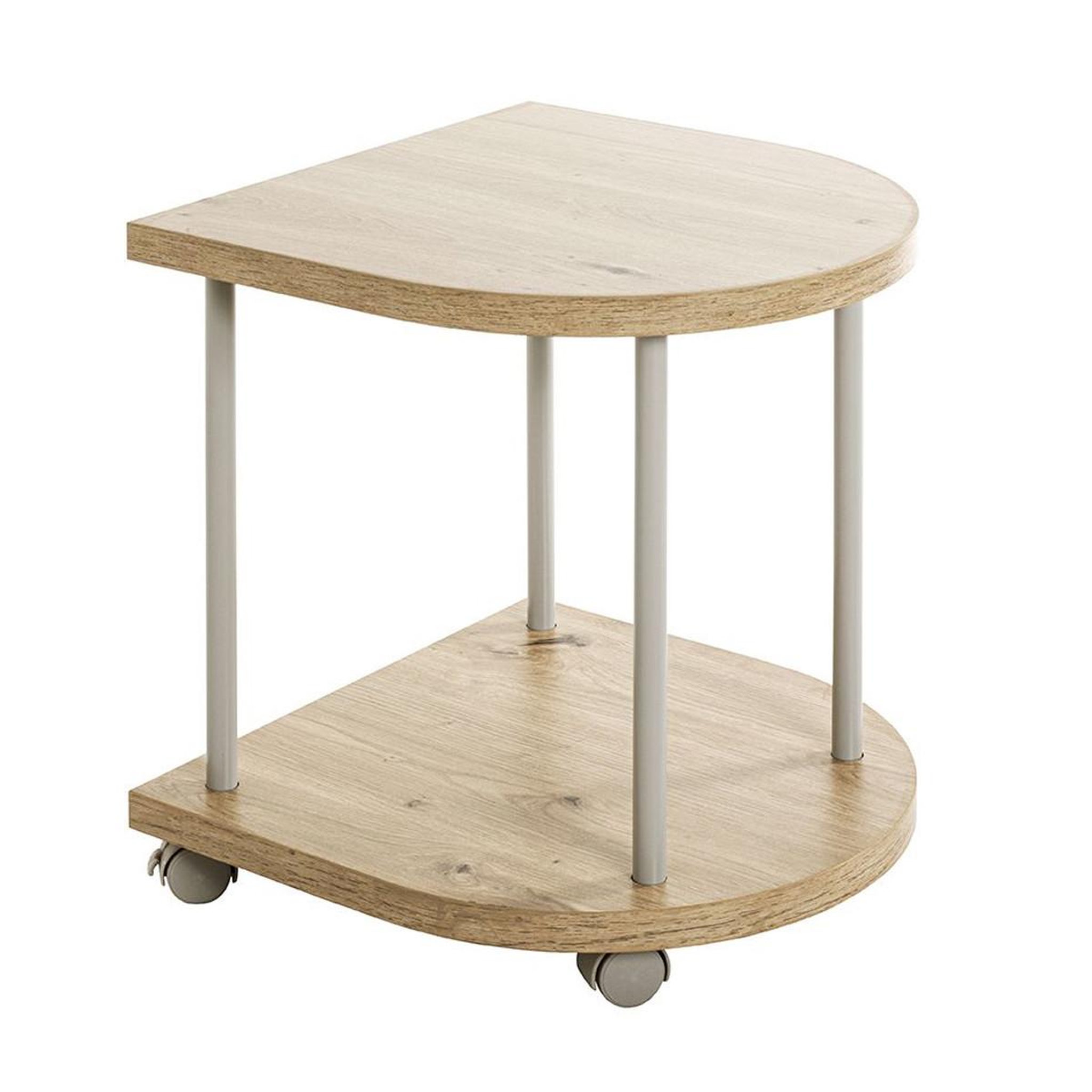 Paris Prix Table d'appoint design à roulettes  ilona  45cm naturel & gris
