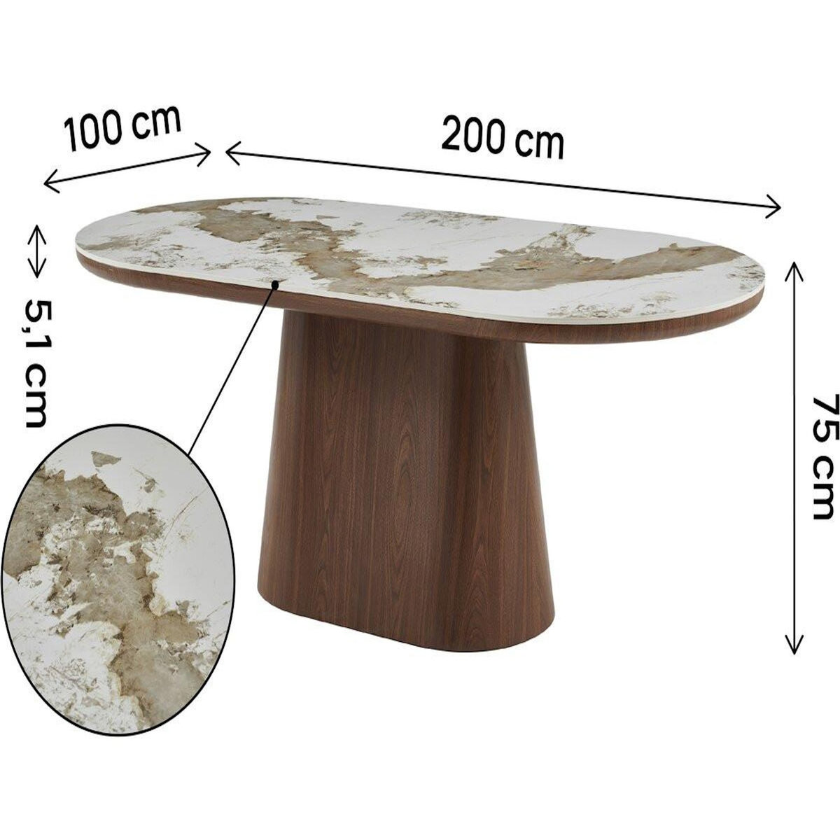 Habitat et Jardin Table à manger ovale en céramique pandora  Bellagio  - 8 places - Beige