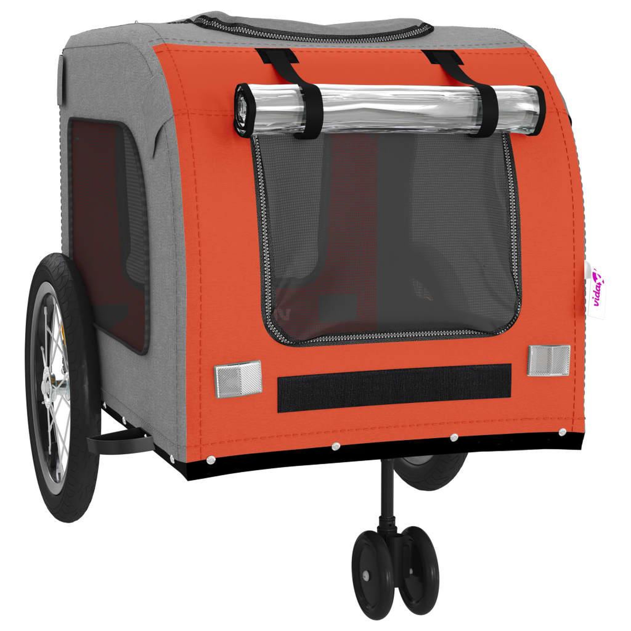 Voir la diapositive 5 : VIDAXL Remorque de velo pour animaux de compagnie orange et gris