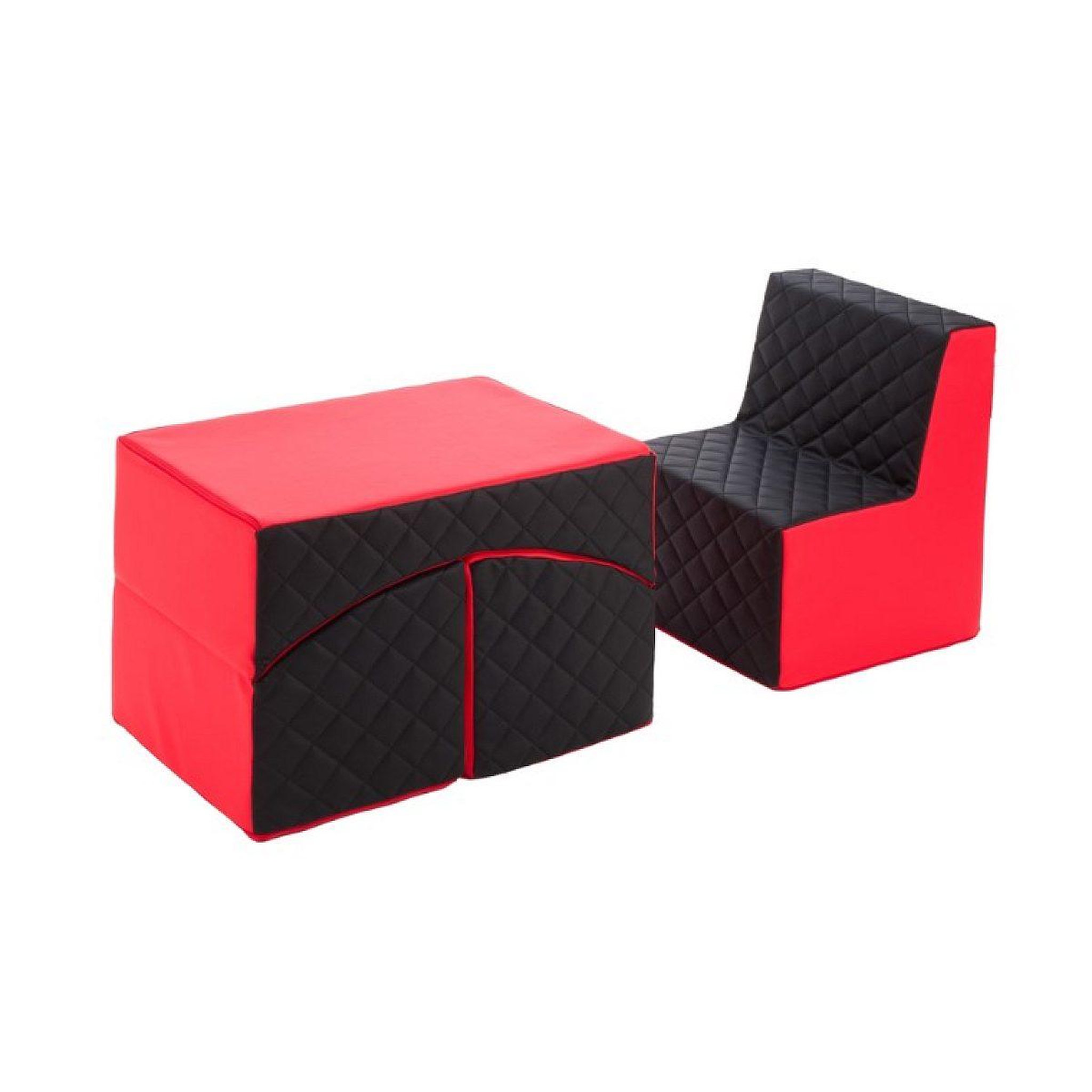 VELINDA Ensemble de meubles en mousse : chaise et fauteuil rouge-noir