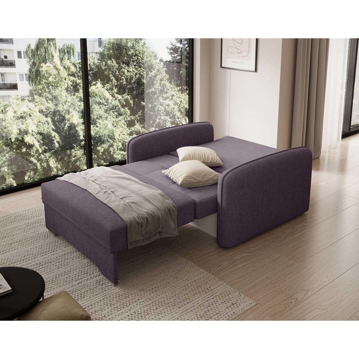 BEST MOBILIER Michelle - fauteuil convertible avec coffre en velours