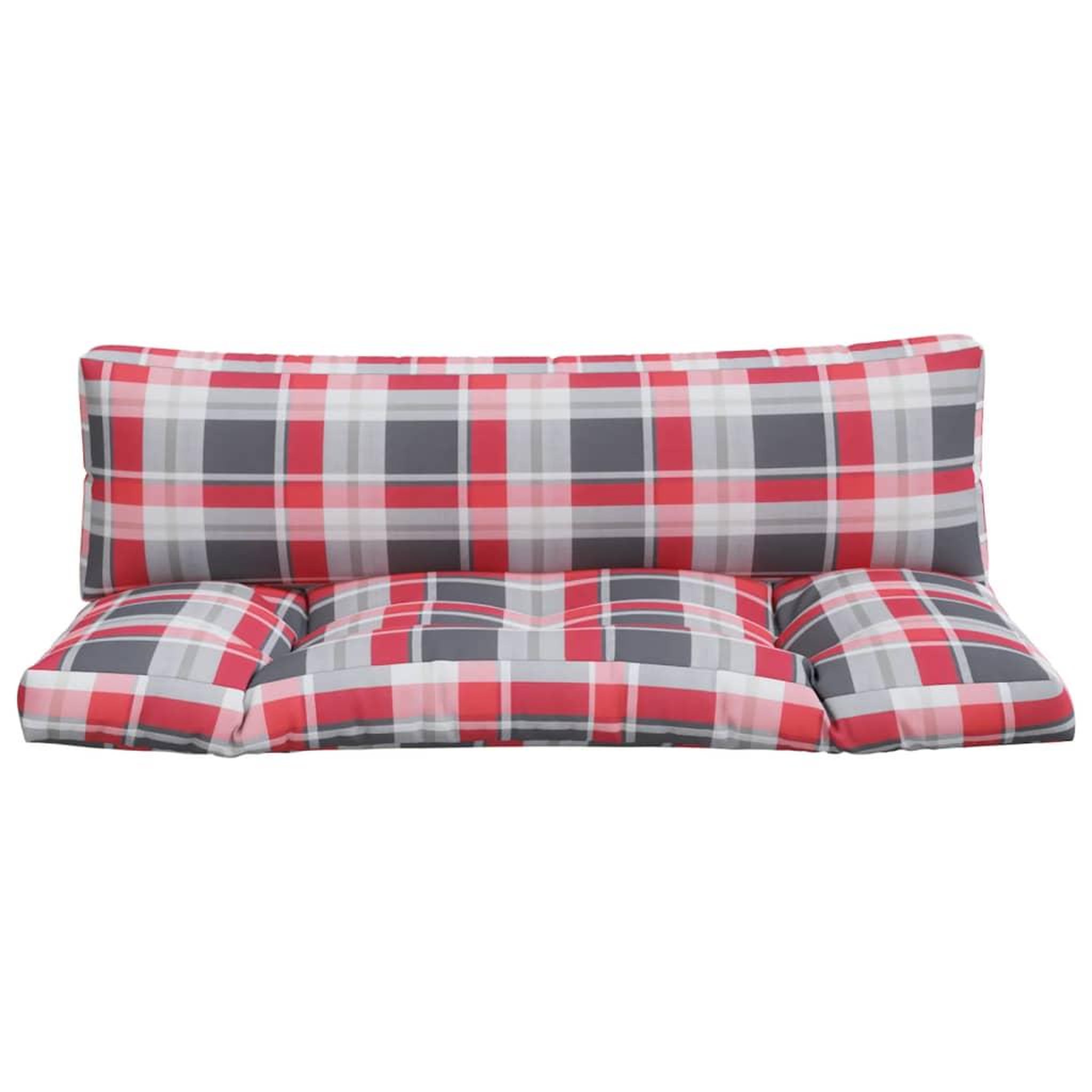 Voir la diapositive 4 : VIDAXL Coussins de palette 2 pcs carreaux rouges tissu