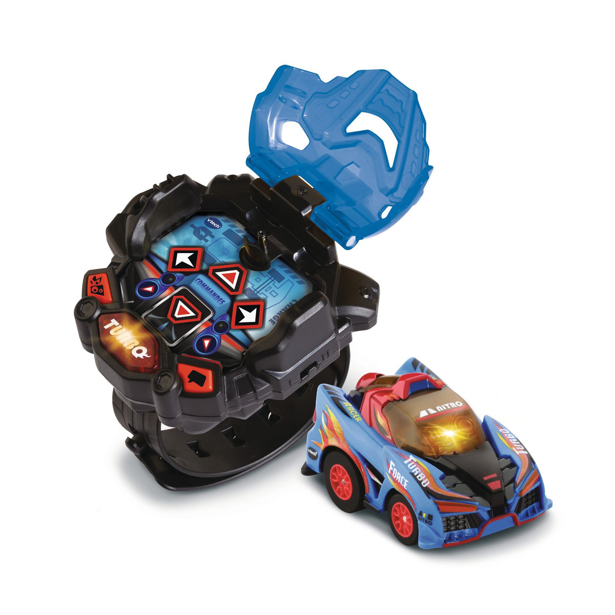 VTECH Turbo Force racers - Montre turbo avec voiture bleue télécommandée