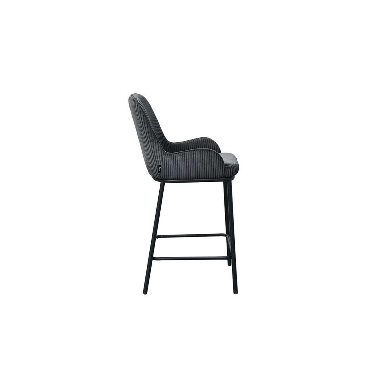 LISA DESIGN Salinas - lot de 2 chaises de bar - en velours côtelé - gris anthracite - h65 cm
