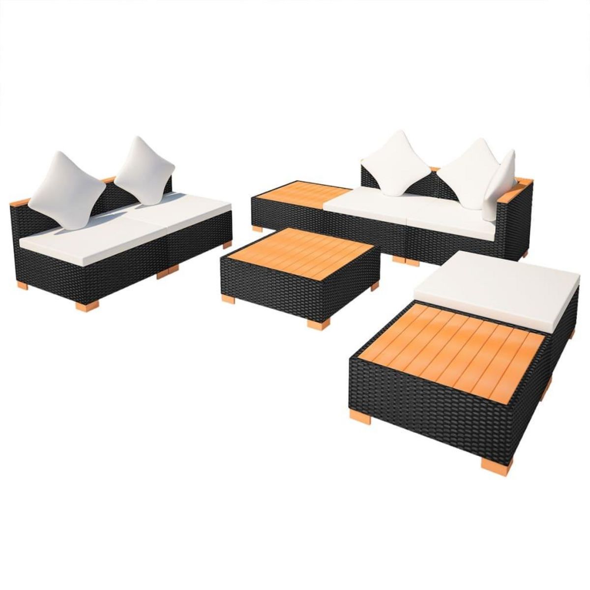 VIDAXL Salon de jardin 8 pcs avec coussins resine tressee noir