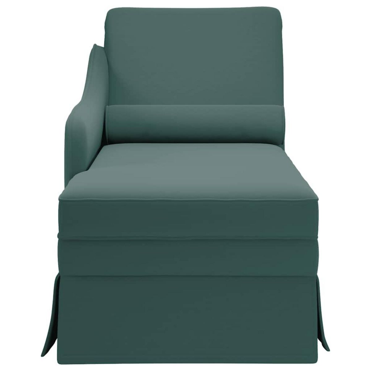 VIDAXL Fauteuil long et traversin accoudoir droit vert fonce velours