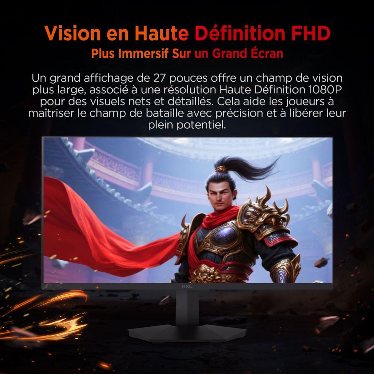 HKC Ecran PC Gamer G27H3D 27  Full HD 240Hz Fast IPS HDR 400