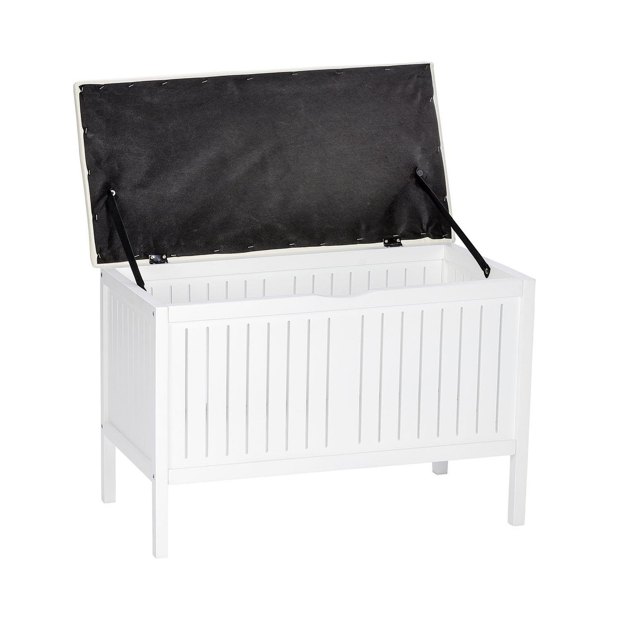 Voir la diapositive 3 : Wenko Tabouret de salle de bain en bois avec rangement olso - l. 78 x h. 52 cm - blanc