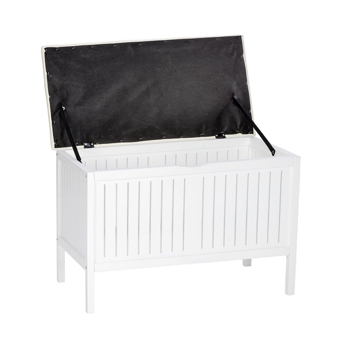 Wenko Tabouret de salle de bain en bois avec rangement Olso - L. 78 x H. 52 cm - Blanc