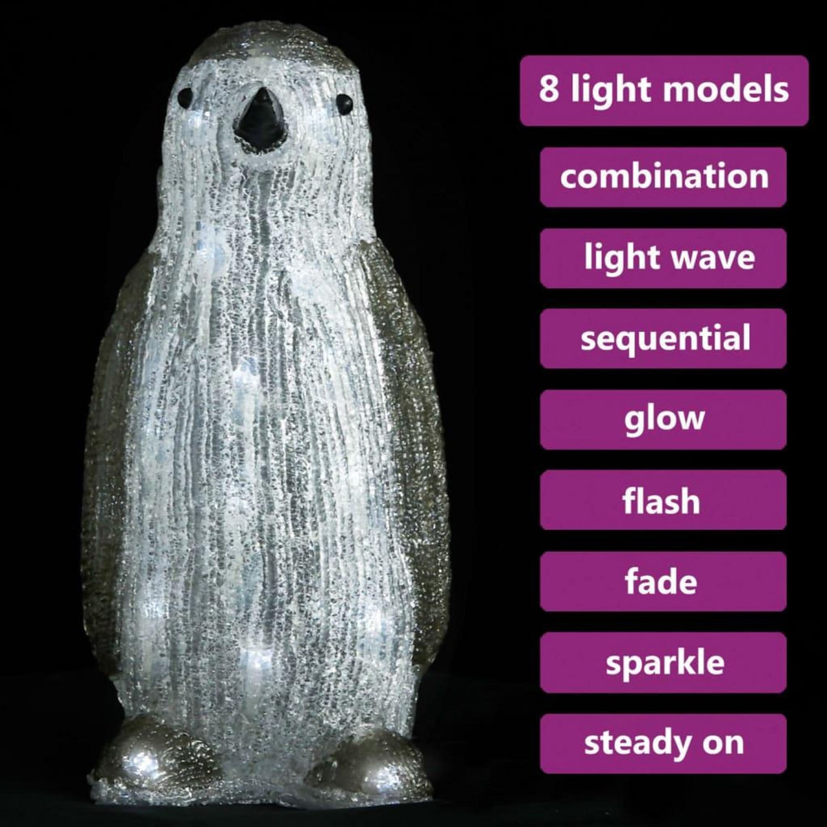 VIDAXL Silhouette de pingouin de Noël LED Acrylique 30 cm